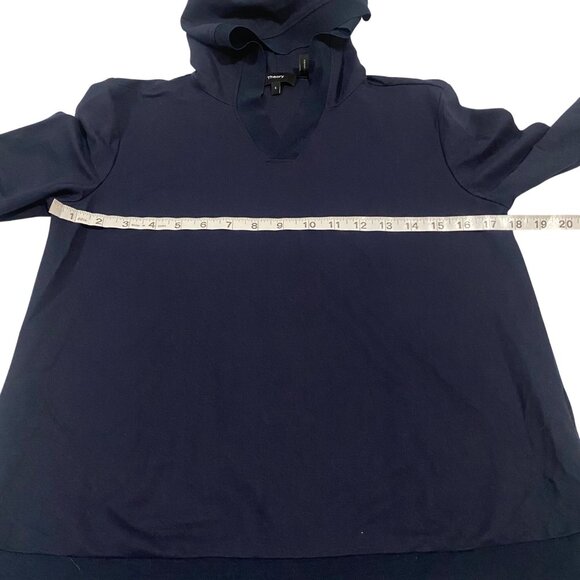Theory Easy Rib Lightweight Hoodie in Space Knit Luxe Navy Blue Size S - Picture 7 of 8
